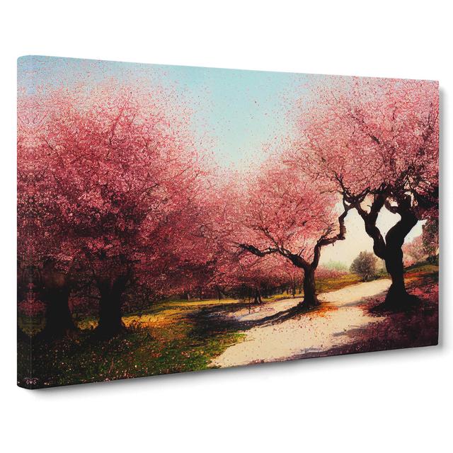 Sparkling Cherry Blossom Trees - Wrapped Canvas Painting ClassicLiving Size: 35cm H x 50cm W x 3cm D on Productcaster.