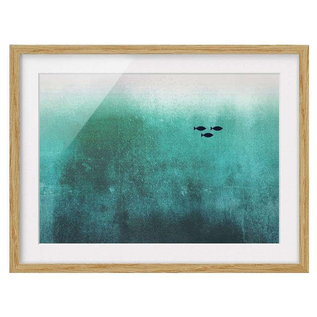 Fish in the Deep Sea - Picture Frame Graphic Art Marlow Home Co. Frame Option: Brown Framed, Size: 30cm H x 40cm W x 2cm D on Productcaster.