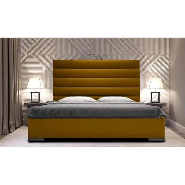 Chanute Upholstered Bed Frame Brayden Studio Size: Single (3'), Colour: Turmeric on Productcaster.