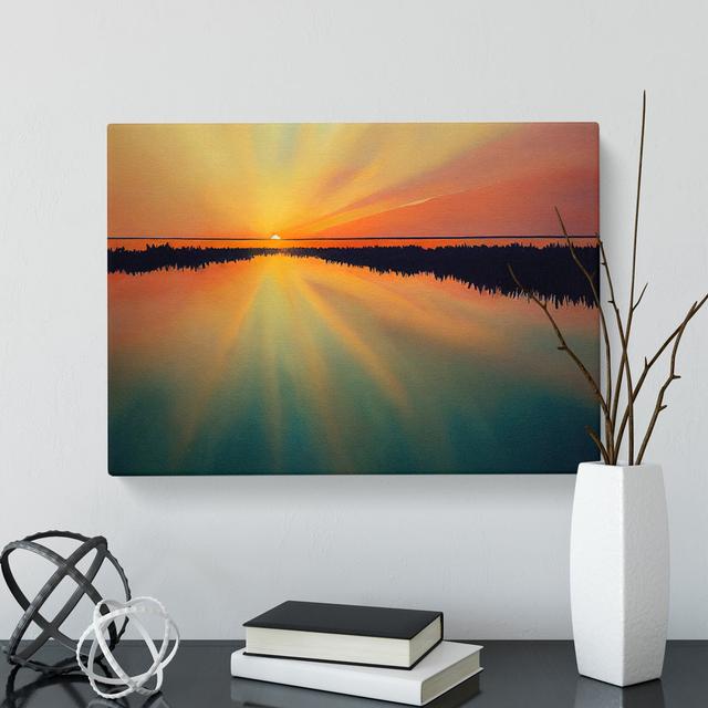 Watercolour Sunrise - Wrapped Canvas Painting ClassicLiving Size: 35cm H x 50cm W x 3cm D on Productcaster.