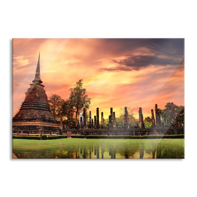 Buddhist Temple at Sunset - Unframed Photograph on Glass Brayden Studio Size: 70cm H x 100cm W x 0.4cm D on Productcaster.