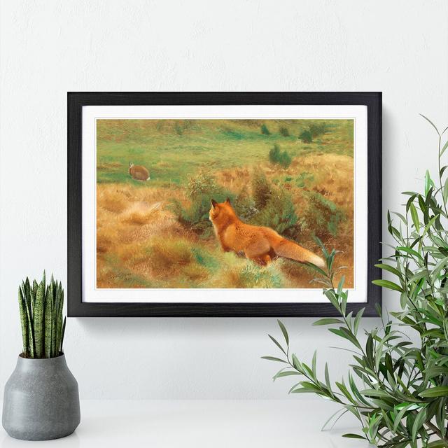 Fox Stalking a Brown Hare by Bruno Liljefors - Picture Frame Painting East Urban Home Size: 27cm H x 36cm W x 2cm D, Frame Option: Black Framed on Productcaster.