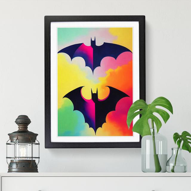 Two Colourful Bats - Single Picture Frame Graphic Art ClassicLiving Size: 46cm H x 34cm W x 2cm D, Frame Option: Oak on Productcaster.