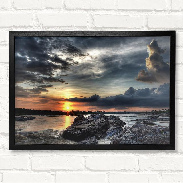 Sunset Storm Framed Print Highland Dunes Size: 59.7cm H x 84.1cm W x 3cm D, Format: Black Framed Wood on Productcaster.