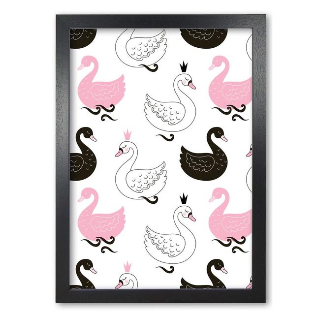 Swan Pattern - Painting East Urban Home Format: Black Grain Frame, Size: 60 cm H x 42 cm W x 5 cm D on Productcaster.