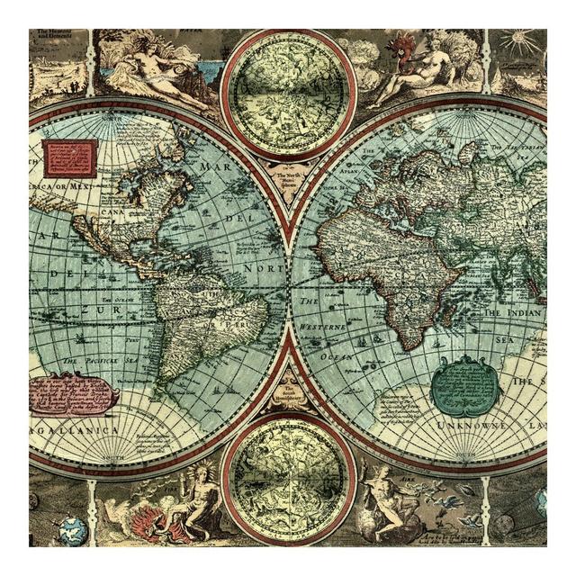 World Map The Old World Semi-Gloss Wallpaper Roll East Urban Home Material quality: Premium (150g/m²), Size: 2.88m x 288cm on Productcaster.