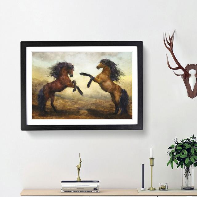 Two Wild Stallion Horses - Picture Frame Painting Print East Urban Home Size: 45cm H x 63cm W x 2cm D, Frame Option: Black Framed on Productcaster.