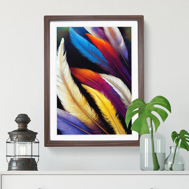 Feathers In Colour No.4 - Single Picture Frame Print Latitude Vive Frame Colour: Walnut, Size: 34cm H x 25cm W x 2cm D on Productcaster.