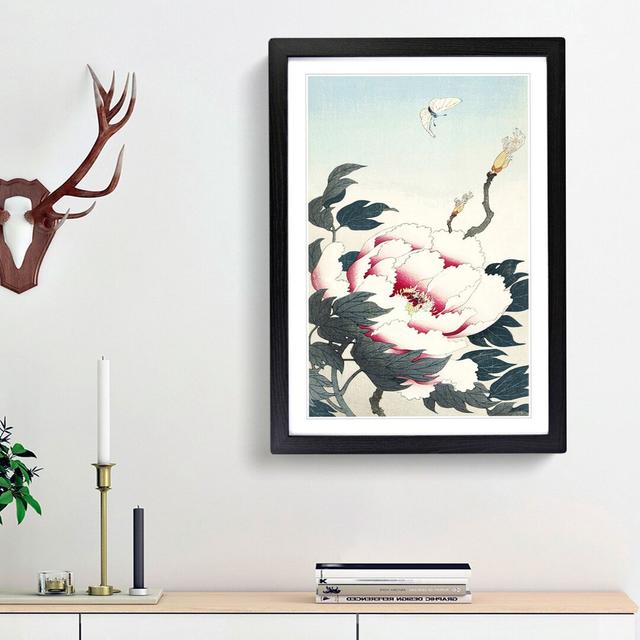 Peony with Butterfly by Ohara Koson - Picture Frame Painting Print East Urban Home Size: 36cm H x 27cm W x 2cm D, Frame Option: Black Framed on Productcaster.