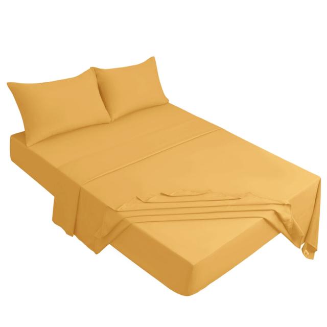 Meliah Microfibre Brushed Fitted Bed Sheet 17 Stories Size: Kingsize (5'), Colour: Ochre on Productcaster.