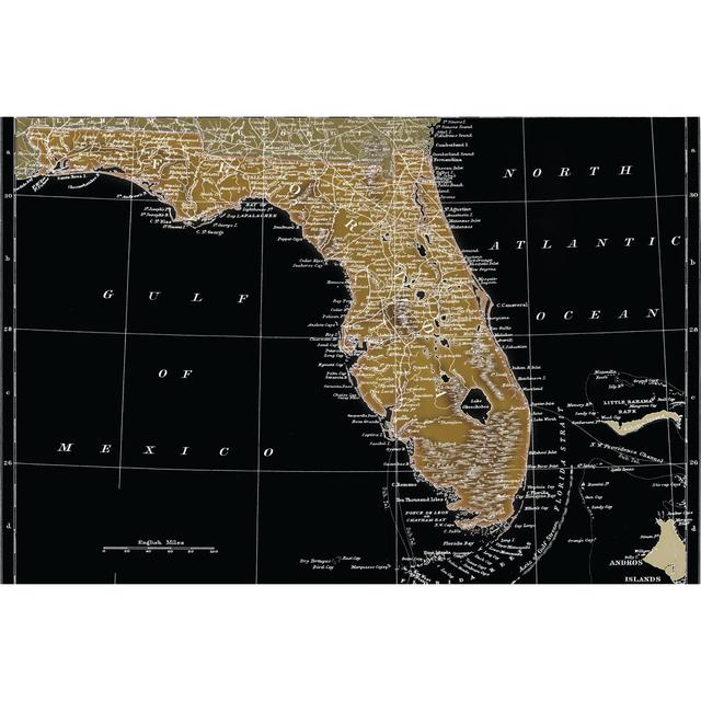 Florida Map Black Breakwater Bay Size: 81cm H x 122cm W x 3.8cm D on Productcaster.