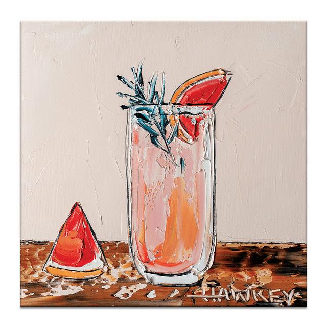 Grapefruit Cocktail by Angela Hawkey - Painting on Canvas Rosalind Wheeler Format: Wrapped Canvas, Size: 102cm H x 102cm W x 3cm D on Productcaster.