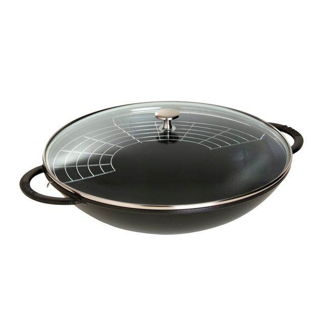 STAUB Cast Iron Non-Stick Wok, 37cm Staub Colour: Black on Productcaster.