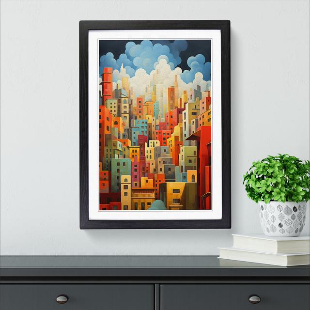 Skyline Dadaism - Single Picture Frame Print on Wood 17 Stories Size: 64cm H x 46cm W x 2cm D, Frame Colour: Black on Productcaster.