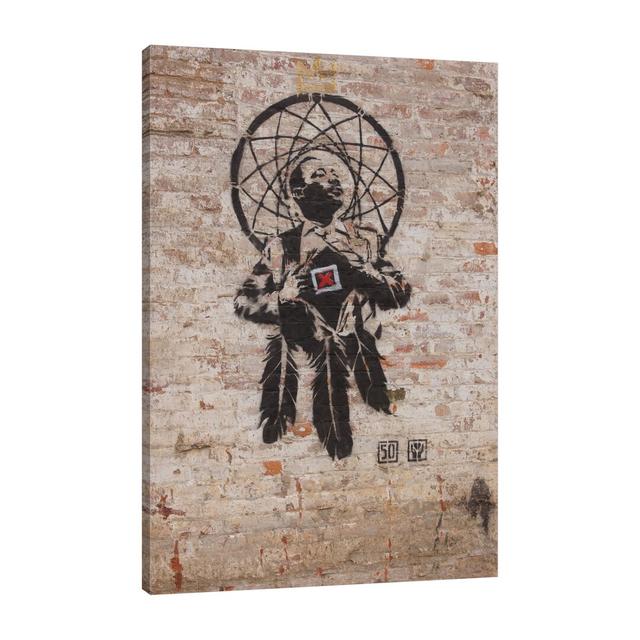 I Have A Dreamcatcher by Banksy - Wrapped Canvas Print East Urban Home Size: 76cm H x 51cm W x 3cm D on Productcaster.