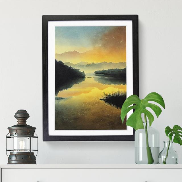 Watercolour Pond Vol.1 - Picture Frame Print Big Box Art Size: 46cm H x 34cm W x 2cm D, Frame Option: Walnut on Productcaster.