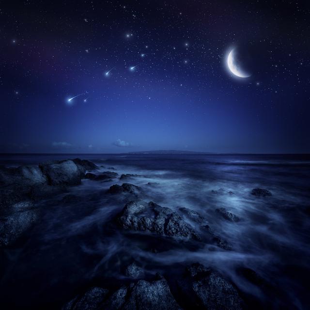 Night Shot Of Sea by Da-kuk - Wrapped Canvas Art Prints House of Hampton Size: 30cm H x 30cm W x 3.8cm D on Productcaster.