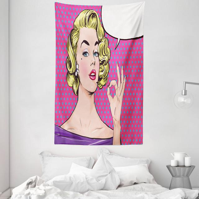 Wandbild Pop Art Frau OK Zeichen East Urban Home Maße: 230 cm H x 140 cm B on Productcaster.