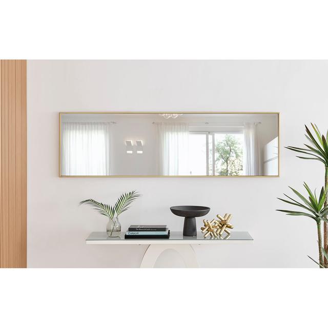 Alcantera Rectangle Metal Frame Wall Mirror Simple and Elegant Modern Design Latitude Run Size: 170cm H x 50cm W, Finish: Gold on Productcaster.