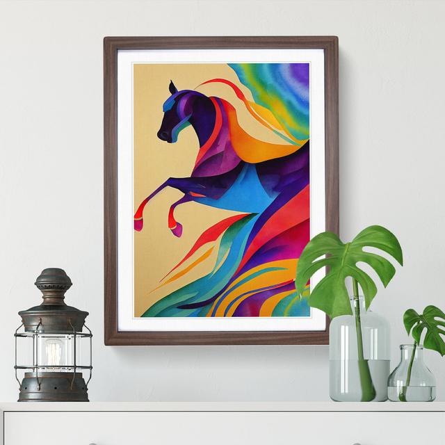 Horse Abstract No.4 - Picture Frame Graphic Art Latitude Run Size: 64cm H x 46cm W x 2cm D, Frame Colour: Walnut on Productcaster.