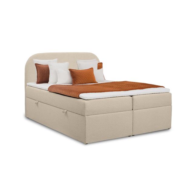 Boxspringbett Pim mit Topper und Bettkasten White Noise Matratzenhärte: H2 – Bonell-Matratze + PU-Schaum-Topper, Farbe: Beige, Größe: 200 × 200 cm on Productcaster.