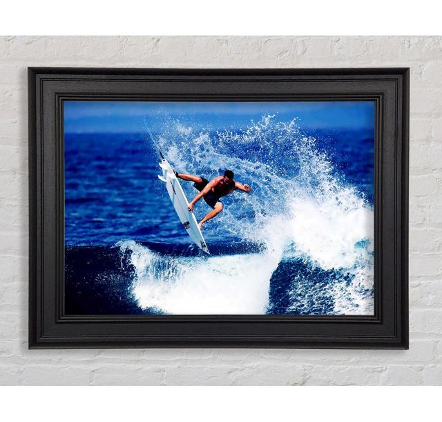 Surfer Jumping The Wave Framed Print Highland Dunes Size: 84.1cm H x 118.9cm W on Productcaster.