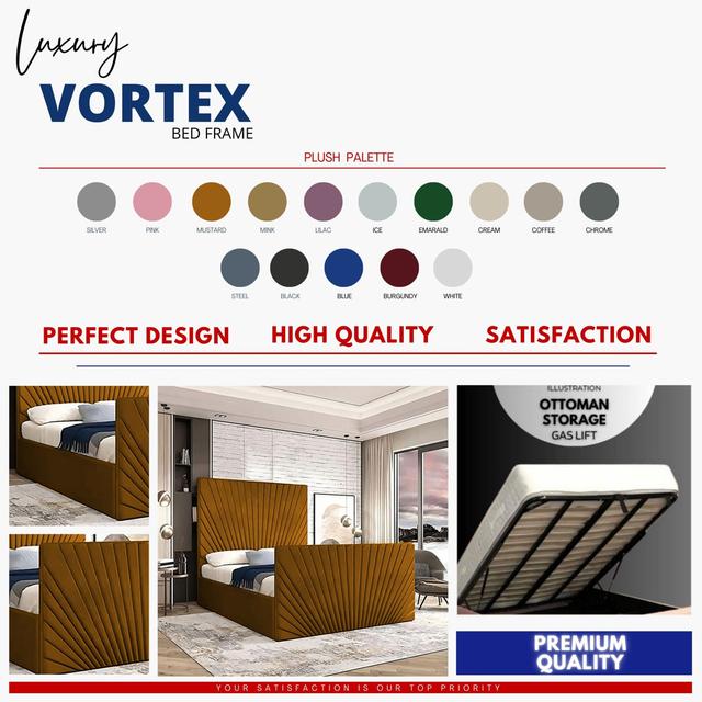 Vortex Upholstered Ottoman Storage Bed Frame Britainsleep Colour: Mustard, Size: Single (3') on Productcaster.