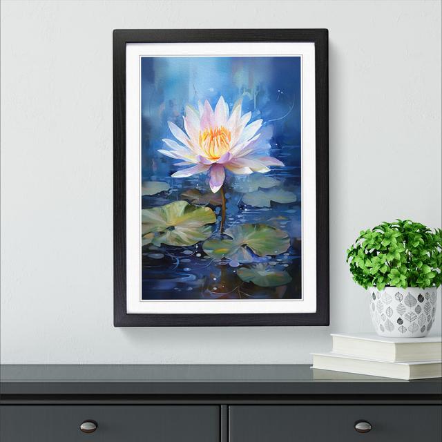 Water Lily Gestural Big Box Art Size: 64cm H x 46cm W x 2cm D, Frame Colour: Black on Productcaster.