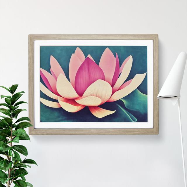 Mind Blowing Lotus Flower - Picture Frame Graphic Art World Menagerie Size: 25cm H x 34cm W, Frame Colour: Oak Framed on Productcaster.