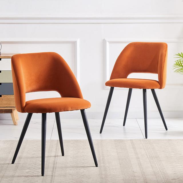 Efrat Upholstered Dining Chair (Set of 2) Fairmont Park Upholstery Colour: Orange on Productcaster.