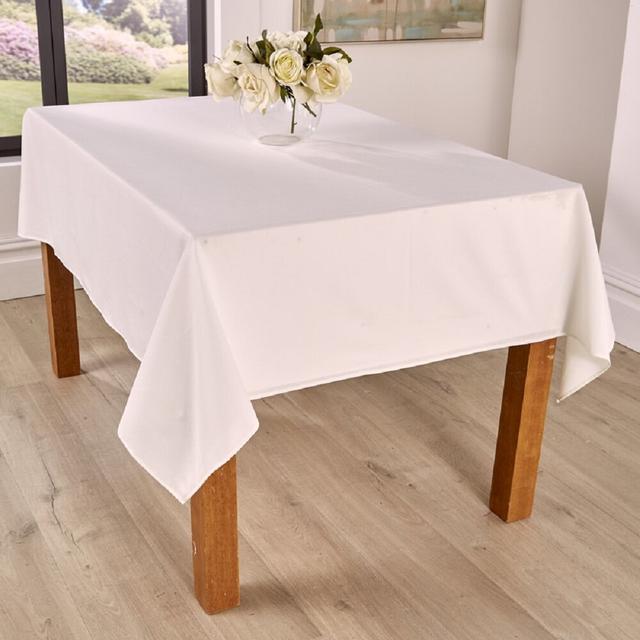 Polyester Tablecloth Wedding Party Décor Event Decoration Ivory Solid Colour7 17 Stories Size: 132cm W x 229cm L, Colour: White on Productcaster.