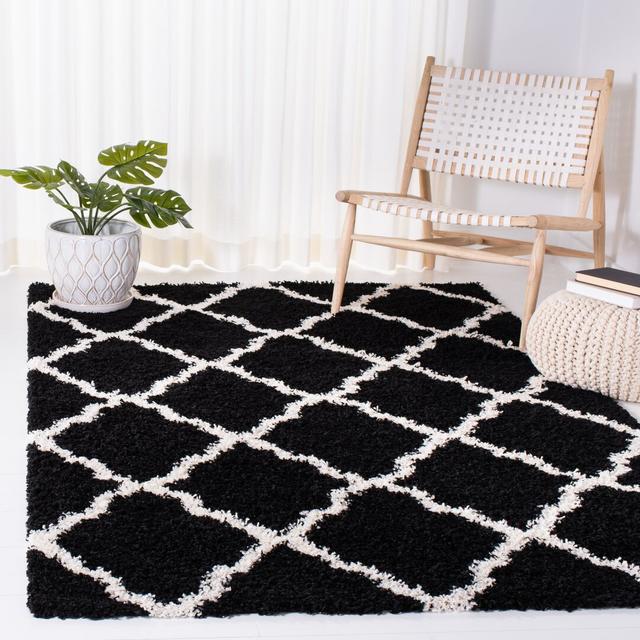 Atchison Geometric Machine Woven Black/Ivory Area Rug Marlow Home Co. Rug Size: Rectangle 160 x 230cm on Productcaster.