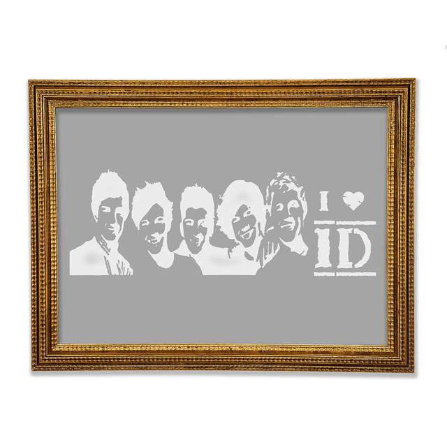 Musik Zitat I Love 1 Direction Gerahmter Druck Happy Larry Größe: 59,7 cm H x 84,1 cm B x 3 cm T, Farbe: Grau/Weiß on Productcaster.