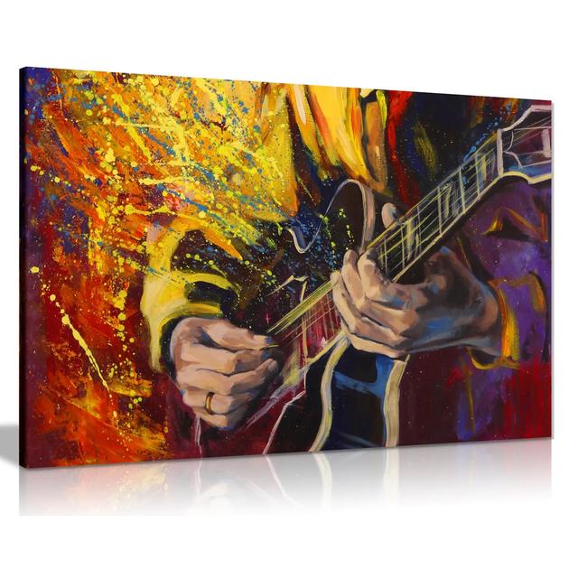 Painting Of Guitar Music Contemporary Canvas Wall Art Picture Print Panther Print Size: 31cm H x 46cm W on Productcaster.