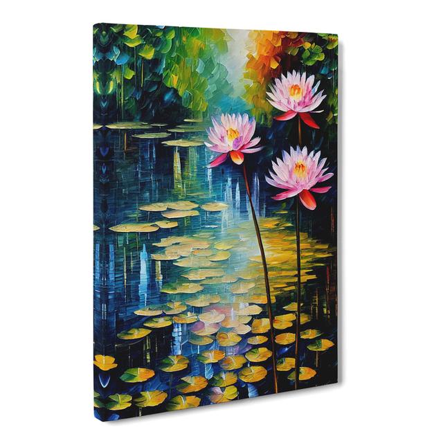 CAN-V0523-2840X Water Lily Pond - Wrapped Canvas Graphic Art Marlow Home Co. Size: 76cm H x 50cm W x 3cm D on Productcaster.