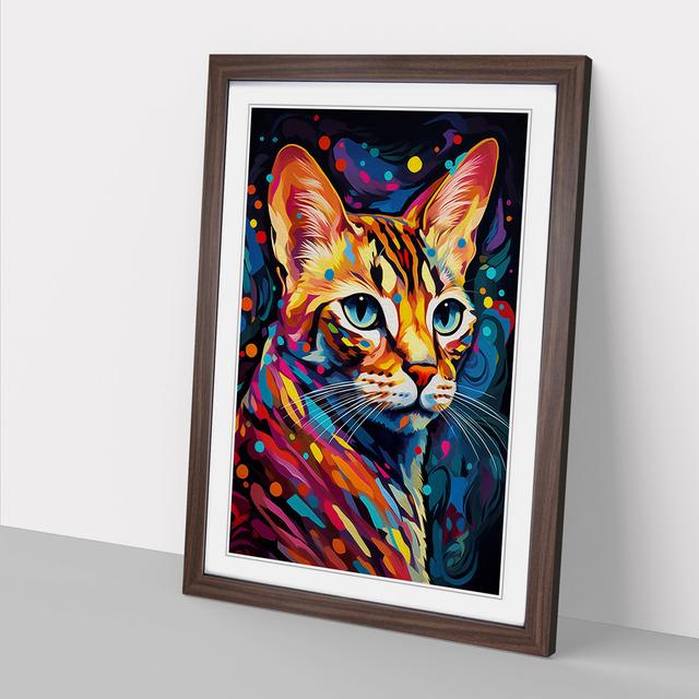 Bengal Cat Orphism No.2 Marlow Home Co. Size: 46cm H x 34cm W x 2cm D, Frame Colour: Walnut on Productcaster.