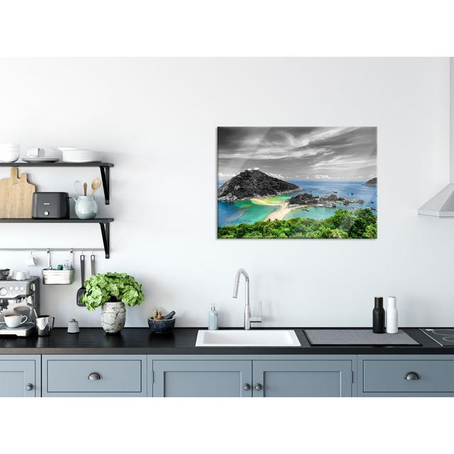 Glass picture | Mural on real glass Beautiful island city in the Pacific | 2 green LFs7520 Highland Dunes Size: 70cm H x 100cm W on Productcaster.