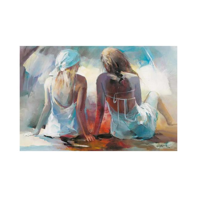 Two Girl Friends I by Willem Haenraets - Wrapped Canvas Painting ClassicLiving Size: 101.6cm H x 152.4cm W x 3.81cm D on Productcaster.