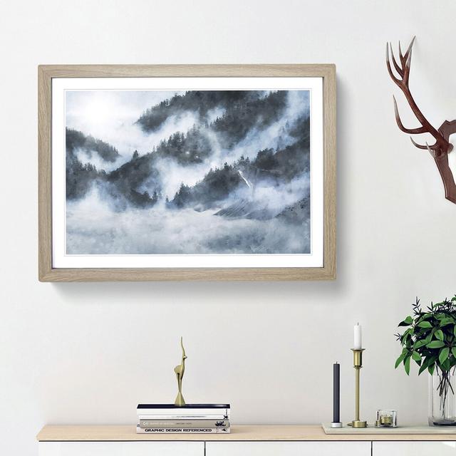 Grey Wolf in a Winter Forest - Picture Frame Graphic Art Print East Urban Home Size: 45cm H x 63cm W x 2cm D, Frame Option: Oak Framed on Productcaster.