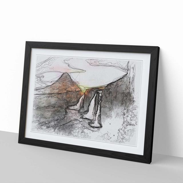 Kirkjufell Waterfalls & Mountain in Abstract - Picture Frame Graphic Art Print East Urban Home Size: 35cm H x 50cm W x 2cm D, Frame Option: Black on Productcaster.