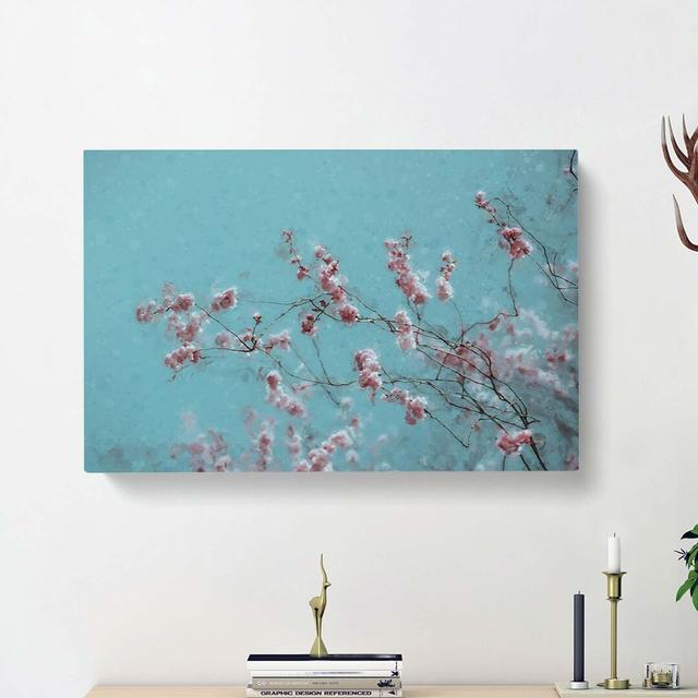 Beautiful Pink Cherry Blossom Tree In Abstract - Wrapped Canvas Painting East Urban Home Size: 50cm H x 76cm W x 3cm D on Productcaster.