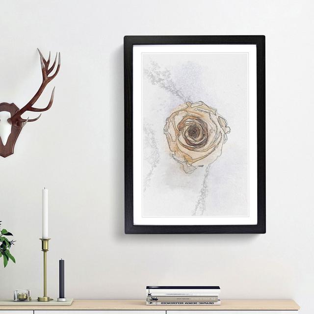 Pale Yellow Rose in Abstract - Picture Frame Drawing Print East Urban Home Frame Option: Black Framed, Size: 65cm H x 48cm W x 2cm D on Productcaster.