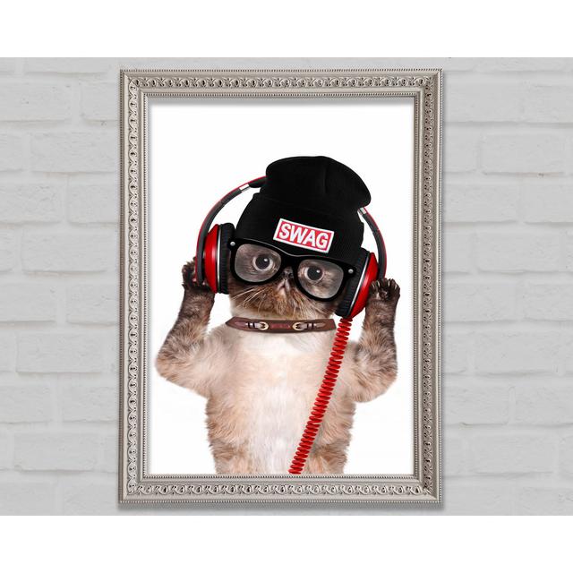 Swag Cat Headphones Framed Print Bright Star Size: 59.7cm H x 84.1cm W on Productcaster.