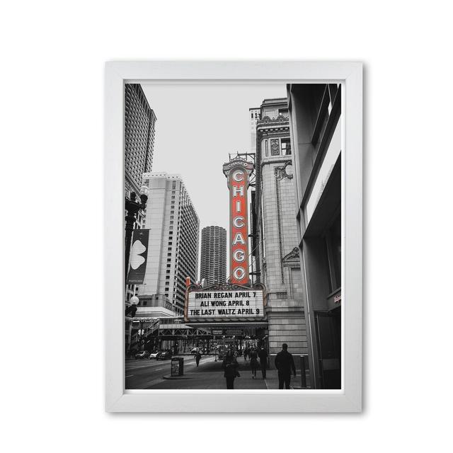 Chicago Theatre - Photograph Print on Paper East Urban Home Size: 42 cm H x 30 cm W x 5 cm D, Format: White Grain Frame on Productcaster.