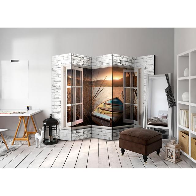 225cm W x 172cm H 5 - Panel Solid Wood Folding Room Divider East Urban Home on Productcaster.