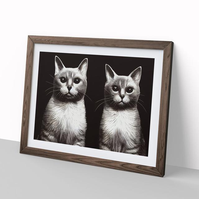 Two Cats Vol.2 - Picture Frame Graphic Art Marlow Home Co. Frame Colour: Walnut Framed, Size: 46cm H x 64cm W x 2cm D on Productcaster.