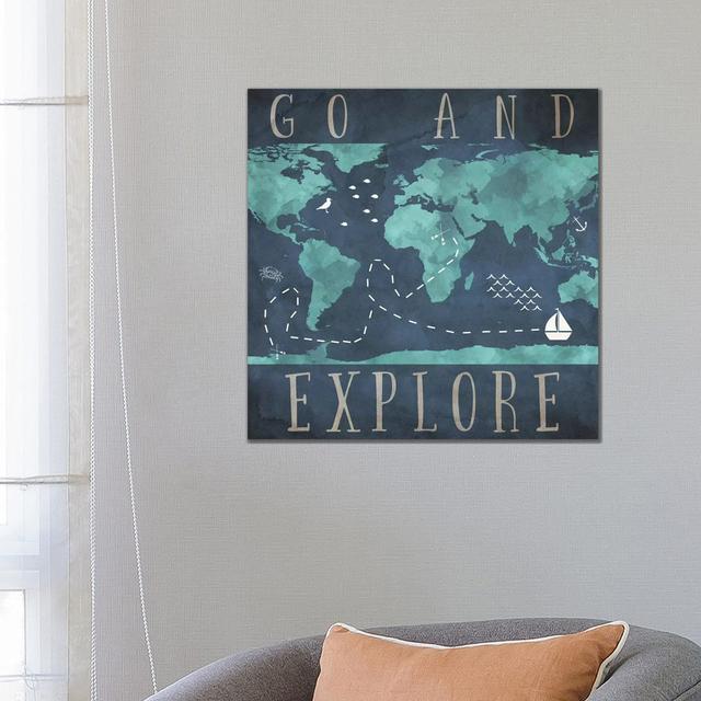 Go And Explore by SD Graphics Studio - Wrapped Canvas Gallery-Wrapped Canvas Giclée Longshore Tides Size: 66.04cm H x 66.04cm W on Productcaster.