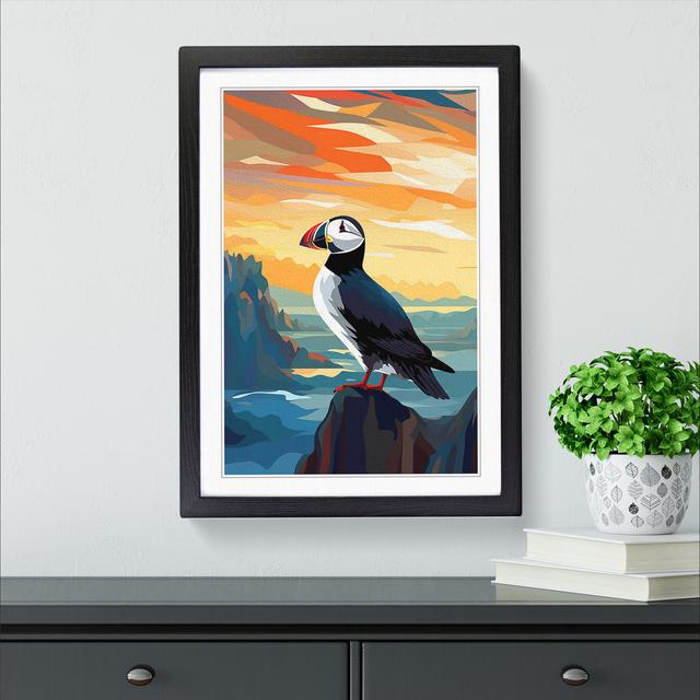 Puffin Art Deco No.3 Big Box Art Size: 34cm H x 25cm W x 2cm D, Frame Colour: Black on Productcaster.