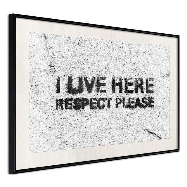 Respect - Picture Frame Typography Print on Paper Happy Larry Frame Option: Black Matte Framed, Size: 60cm H x 90cm W x 1.5cm D on Productcaster.