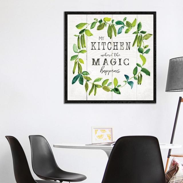 Kitchen Magic - Print August Grove Size: 93.98cm H x 93.98cm W x 3.81cm D, Format: Black Framed on Productcaster.